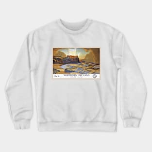 Vintage British Travel Poster: Dunluce Castle in Northern Ireland Crewneck Sweatshirt